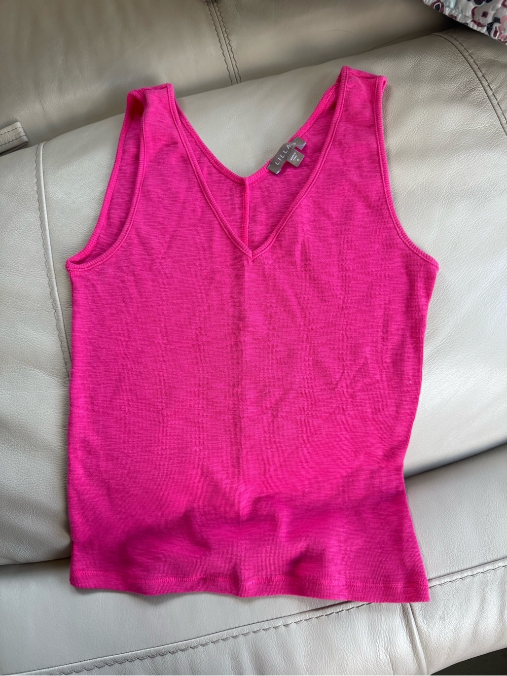 Lilla P Hot Pink V-Neck Ribbed Tank - Small